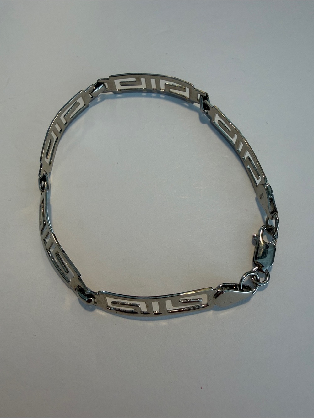 Polished Silver Geometric Link Bracelet